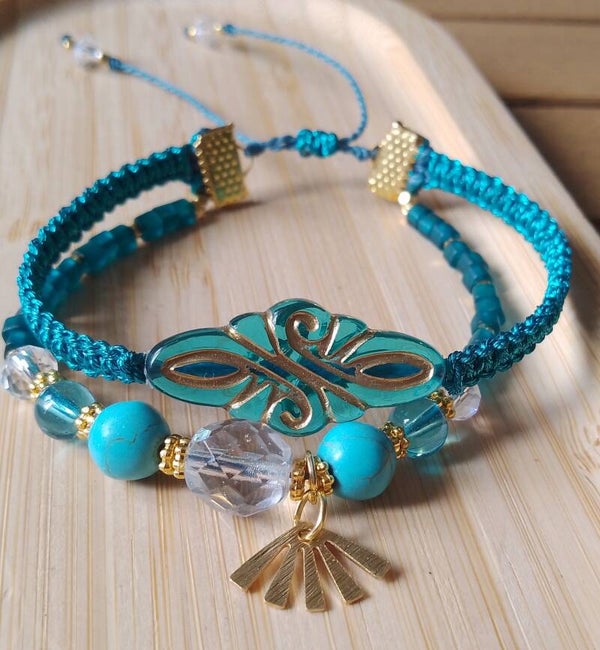 Bracelet turquoise et or