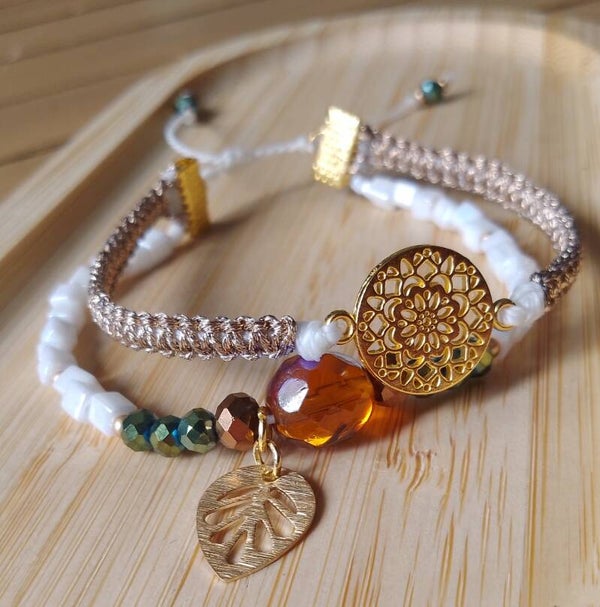 Bracelet vert et blanc
