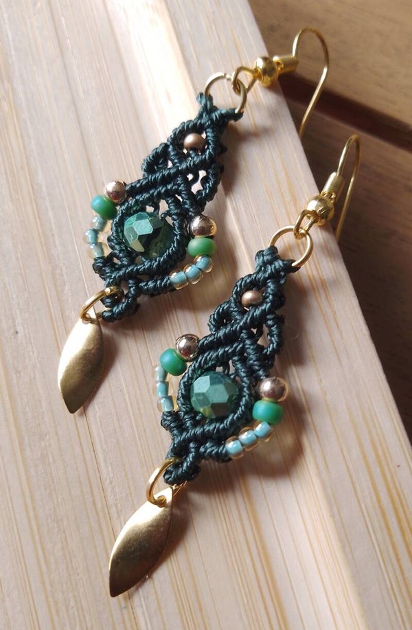 Boucles d'oreilles vert et menthe