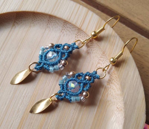 Boucles d'oreilles bleu jeans et transparent