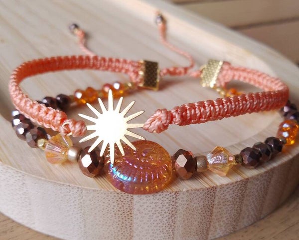 Bracelet orange et bronze