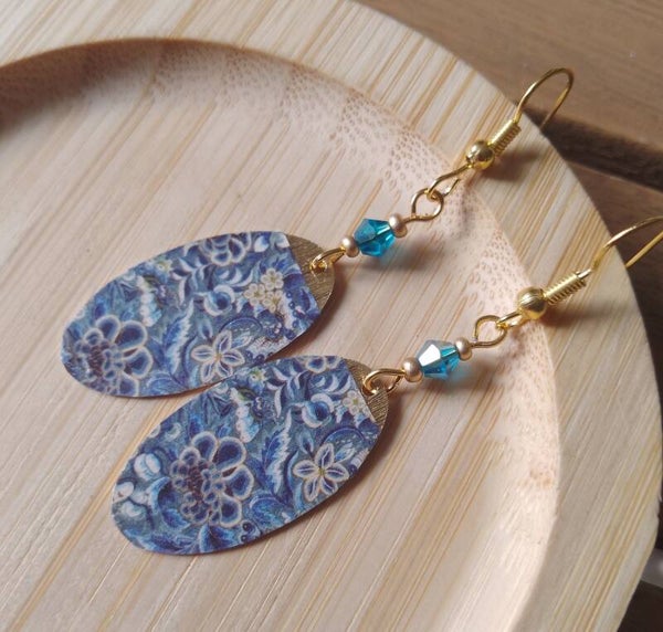 Boucles d'oreilles fleurs bleues