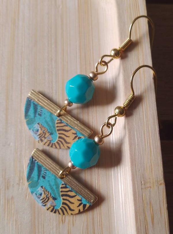 Boucles d'oreilles tigre turquoise
