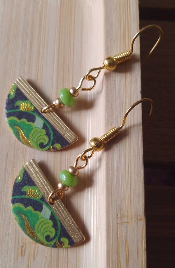 Boucles d'oreilles ethniques vert et noir