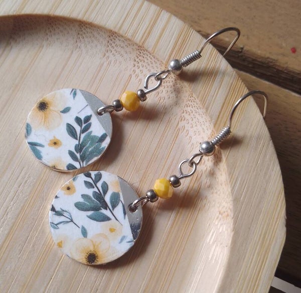Boucles d'oreilles fleurs jaunes