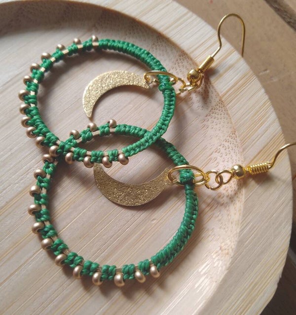 Boucles d'oreilles lunes vertes