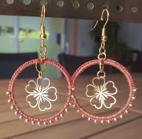 Boucles d'oreilles terra cotta et doré