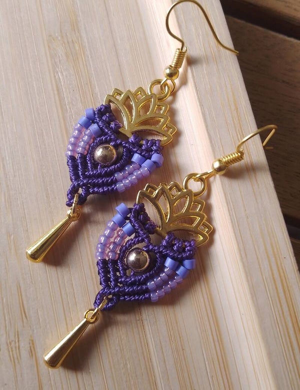 Boucles d'oreilles fleurs de lotus violettes