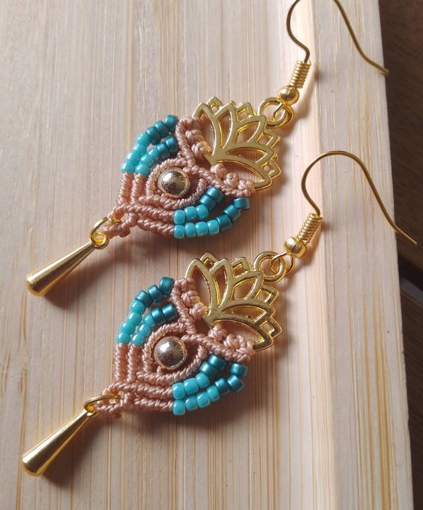 Boucles d'oreilles lotus turquoise