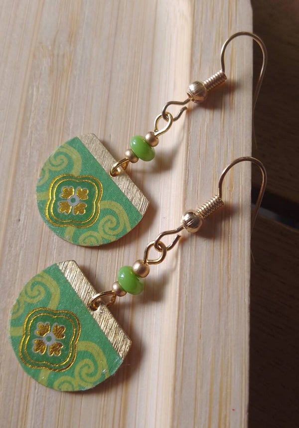 Boucles d'oreilles ethniques vert pomme