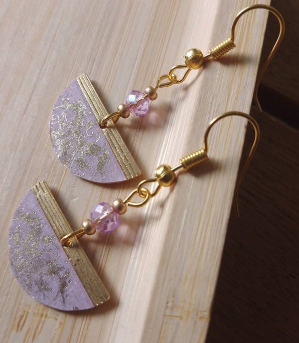 Boucles d'oreilles lilas et bronze