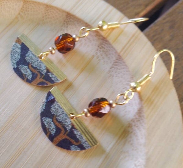 Boucles d'oreilles arbres bleu foncé