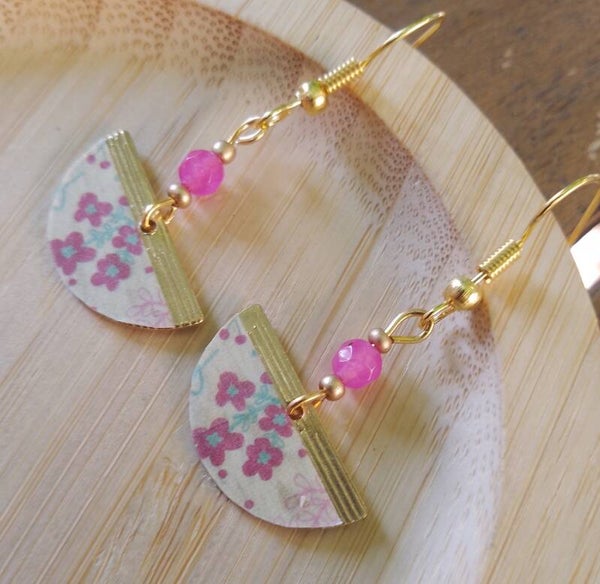Boucles d'oreilles fleuries roses
