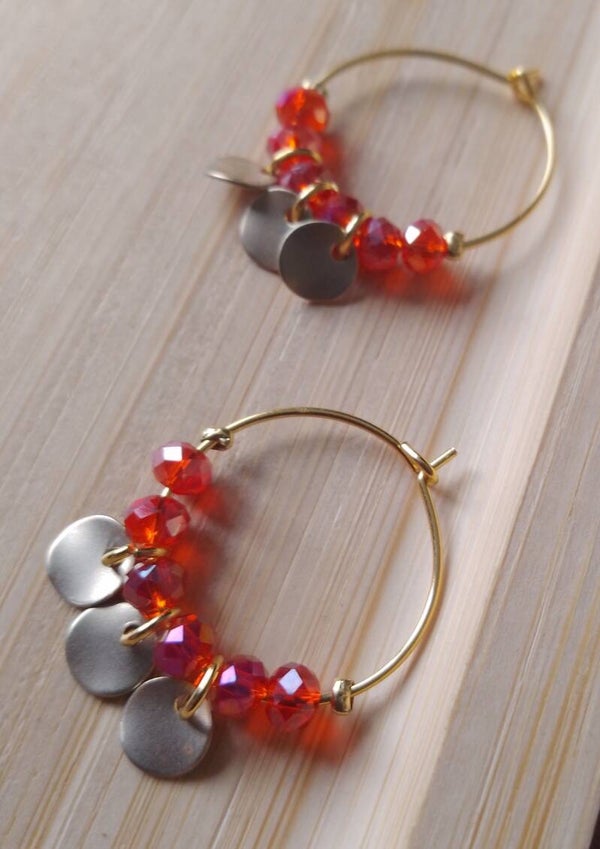 Mini créoles rouges