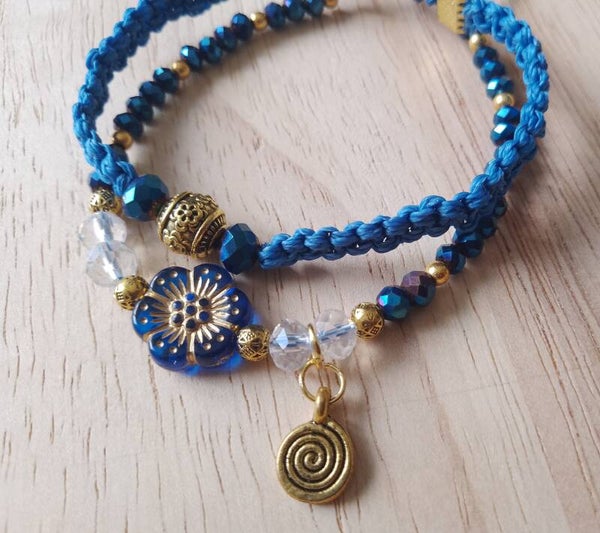 Bracelet bleu marine et doré