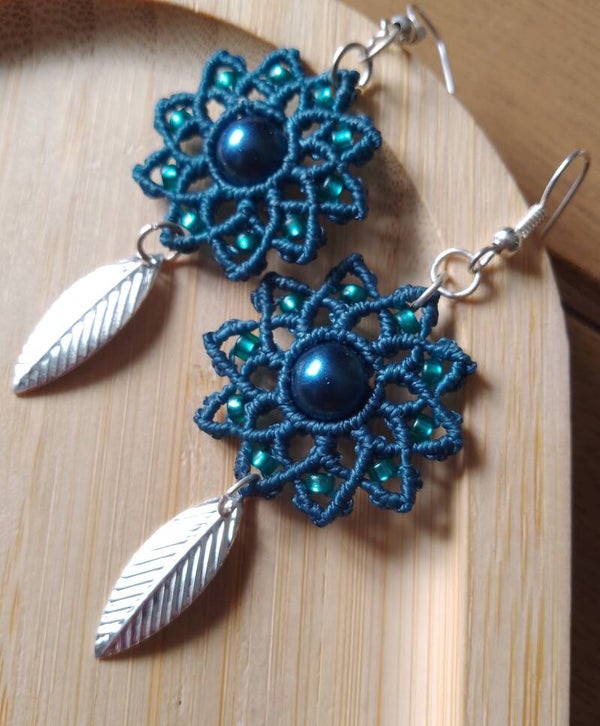 Boucles d'oreilles mandala bleues