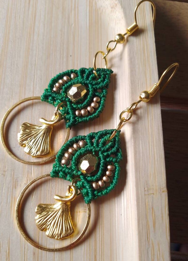 Boucles d'oreilles gingko vertes
