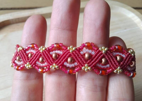 Bracelet zigzag rouge et corail