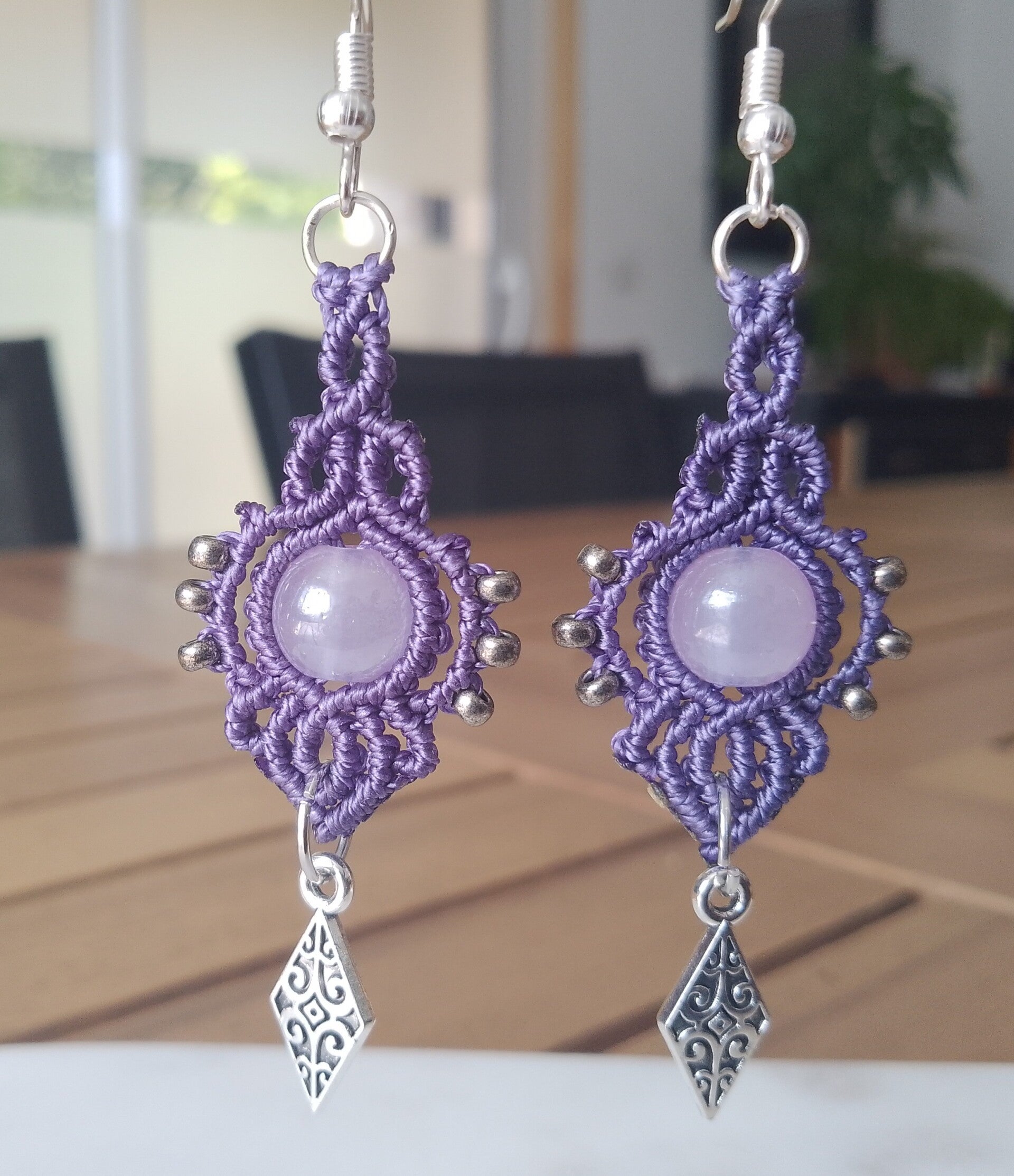 Boucles d'oreilles lavande et argenté