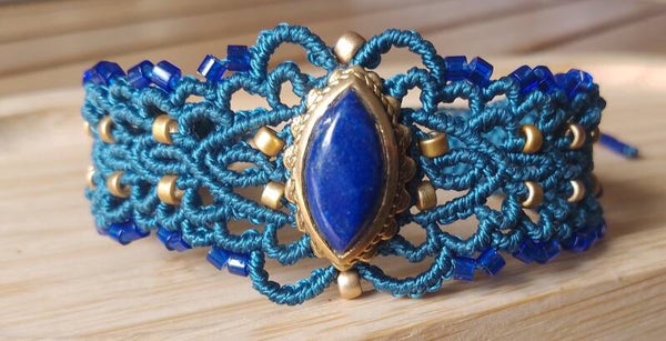 Bracelet lapis lazuli bleu pétrole