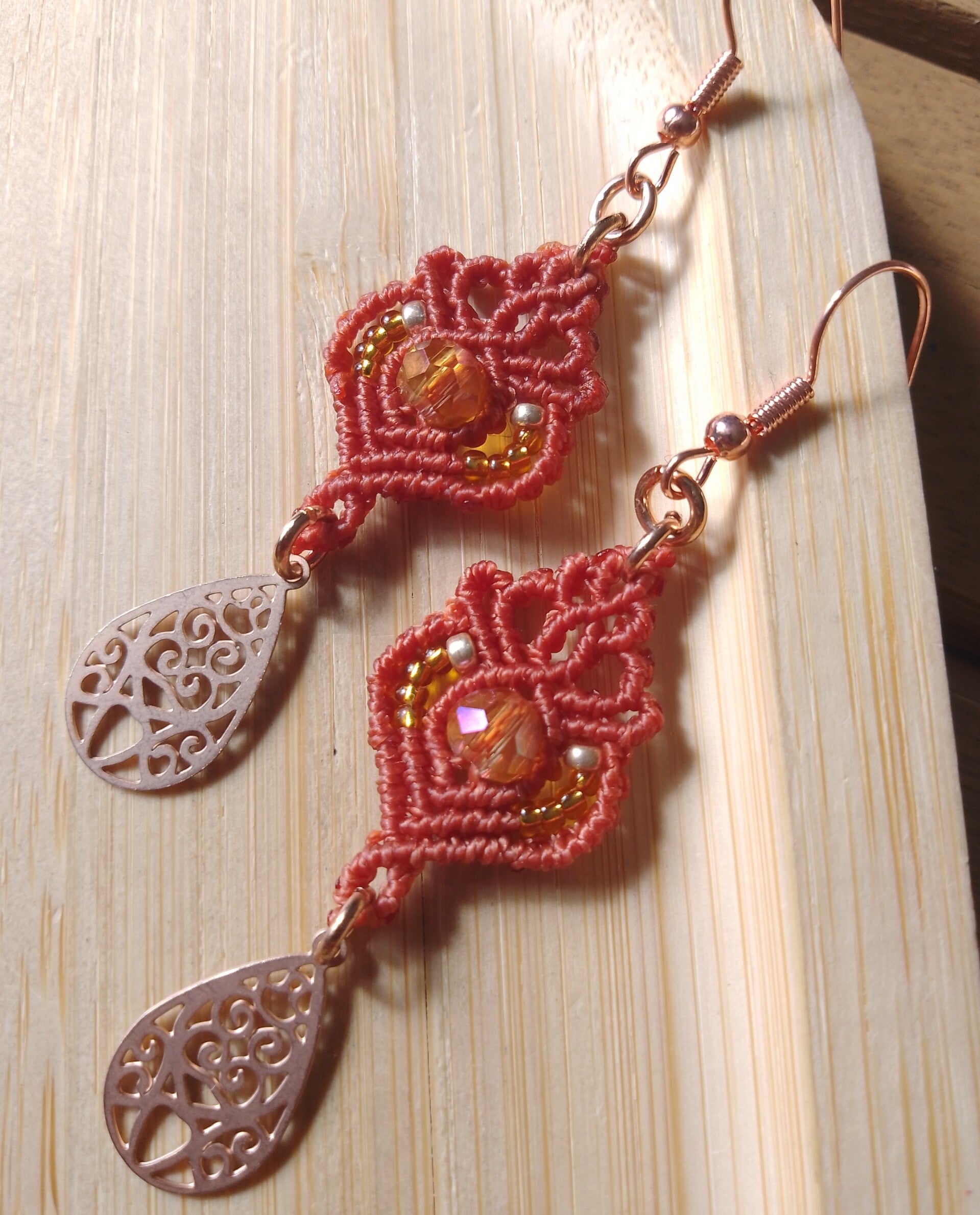 Boucles d'oreilles bohème terra cotta