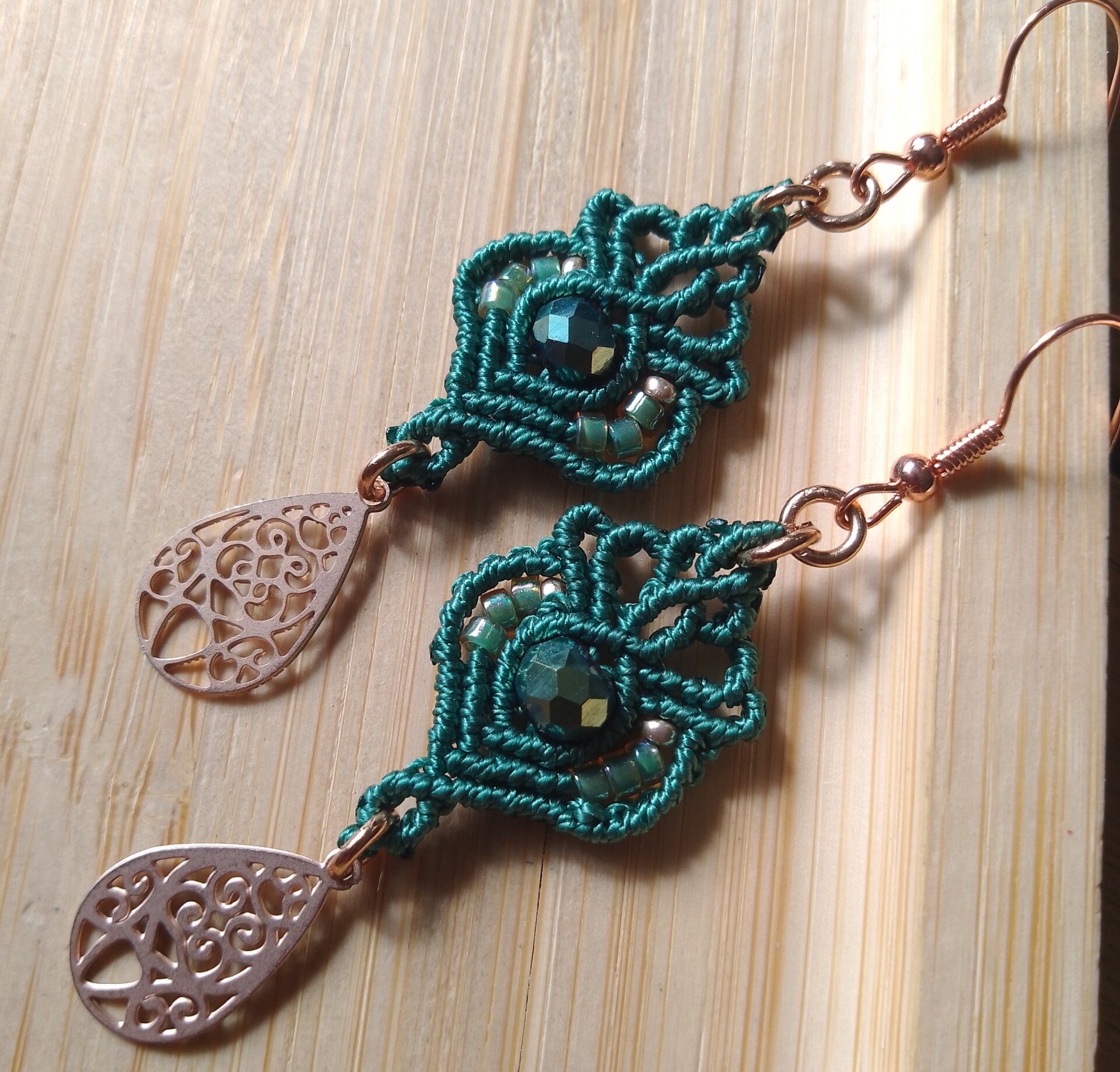 Boucles d'oreilles bohème vert sapin