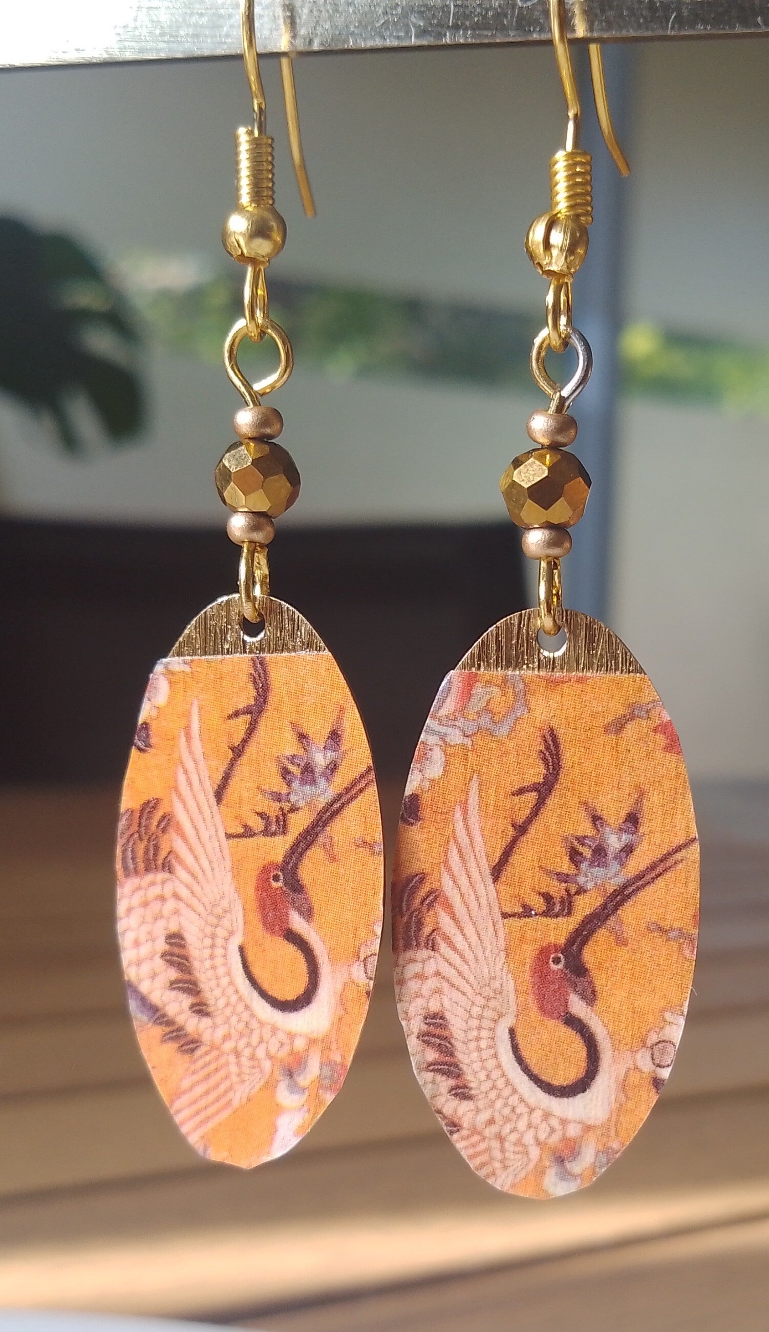 Boucles d'oreilles hérons orange