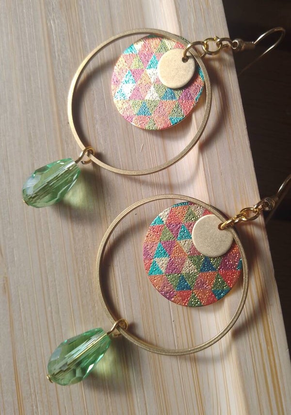 Boucles d'oreilles multicolore paillettées