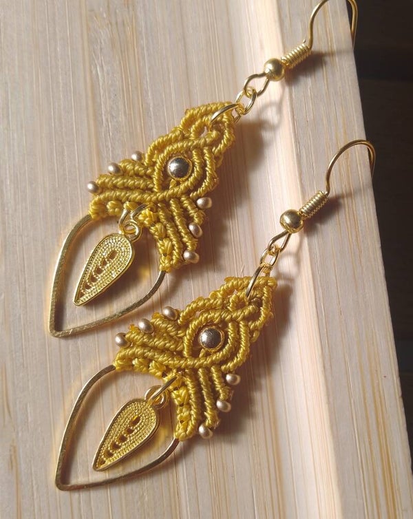 Boucles d'oreilles style indien safran