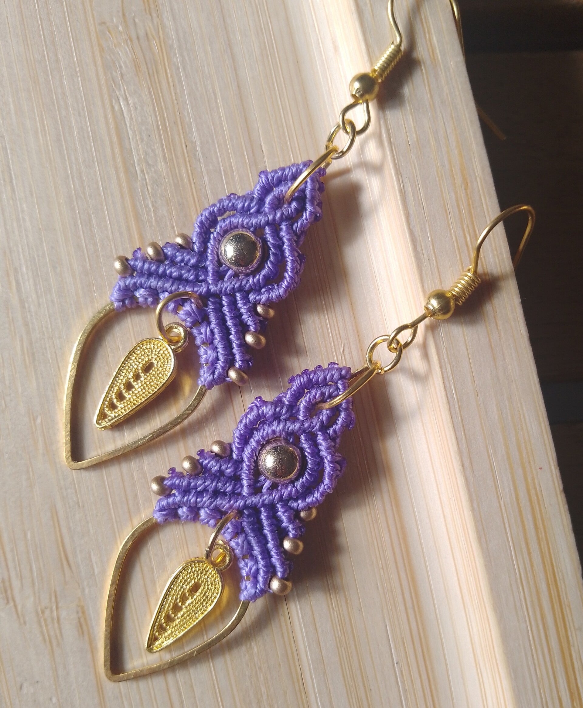 Boucles d'oreilles style indien lavande