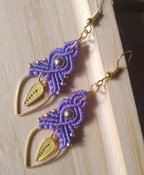 Boucles d'oreilles style indien lavande
