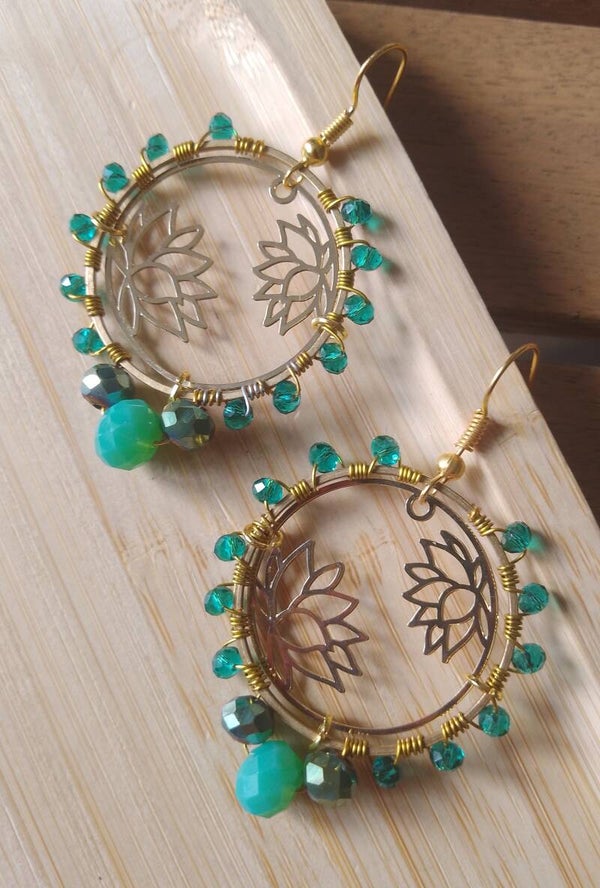 Boucles d'oreilles nénuphars vertes