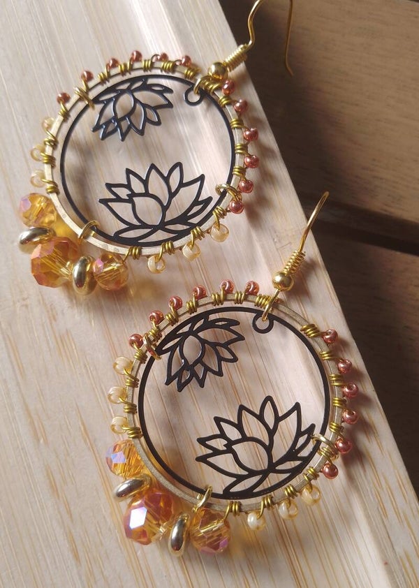 Boucles d'oreilles nénuphars oranges