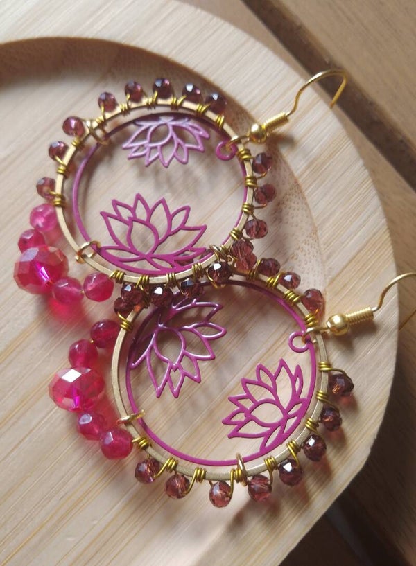 Boucles d'oreilles nénuphars roses