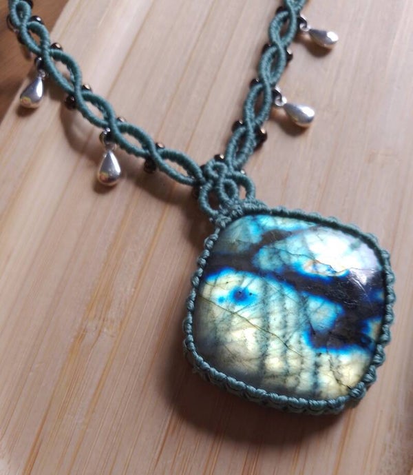 Collier labradorite turquoise