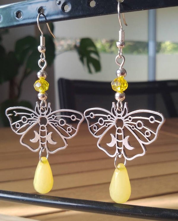 Boucles d'oreilles papillon jaune citron