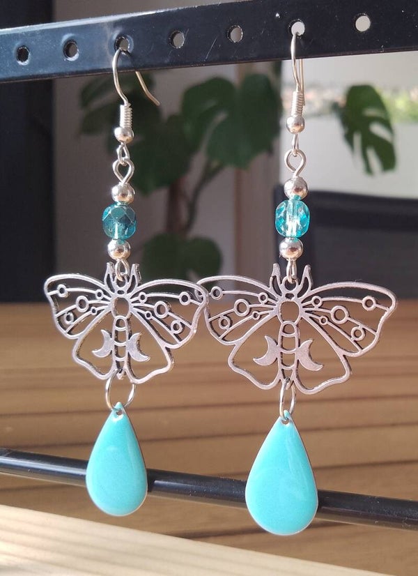 Boucles d'oreilles papillon bleu clair