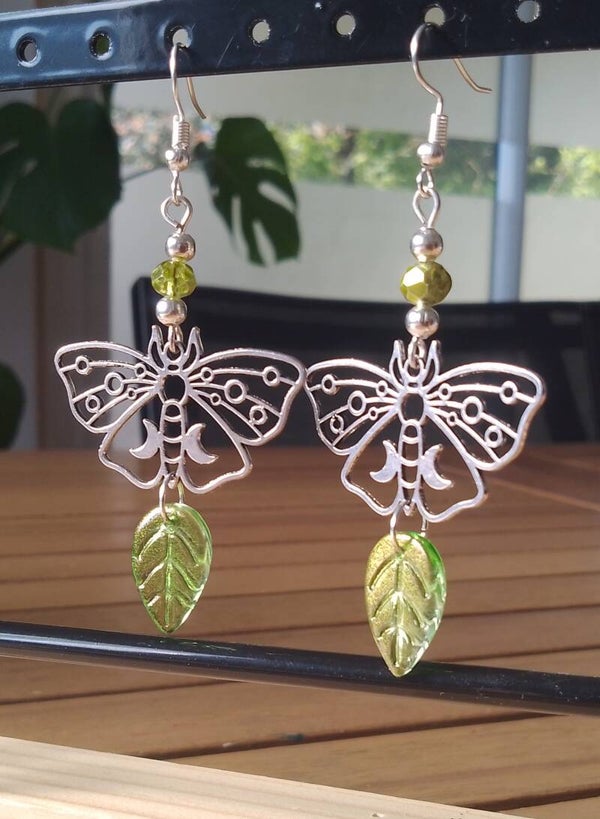 Boucles d'oreilles papillon vert pomme