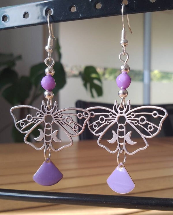 Boucles d'oreilles papillon lilas