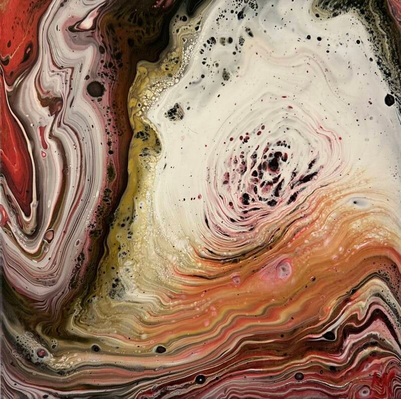 Gesteinsschichten, Acryl-Pouring, 30x30 cm, PK C