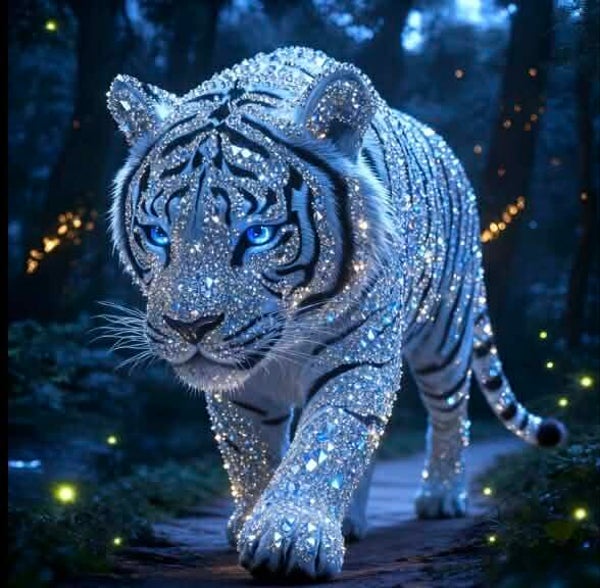 5D diamond painting-sett med hvit tiger