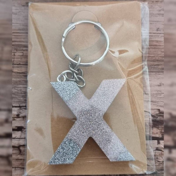Sleutelhanger letter X, naam toevoegen mogelijk