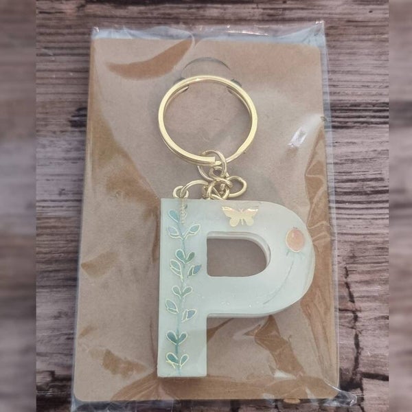 Sleutelhanger letter P, naam toevoegen mogelijk