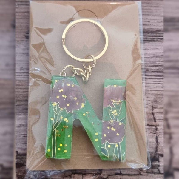 Sleutelhanger letter N, naam toevoegen mogelijk
