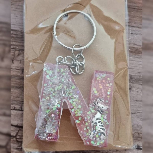 Sleutelhanger letter N, naam toevoegen mogelijk