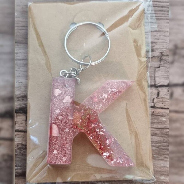 Sleutelhanger letter K, naam toevoegen mogelijk