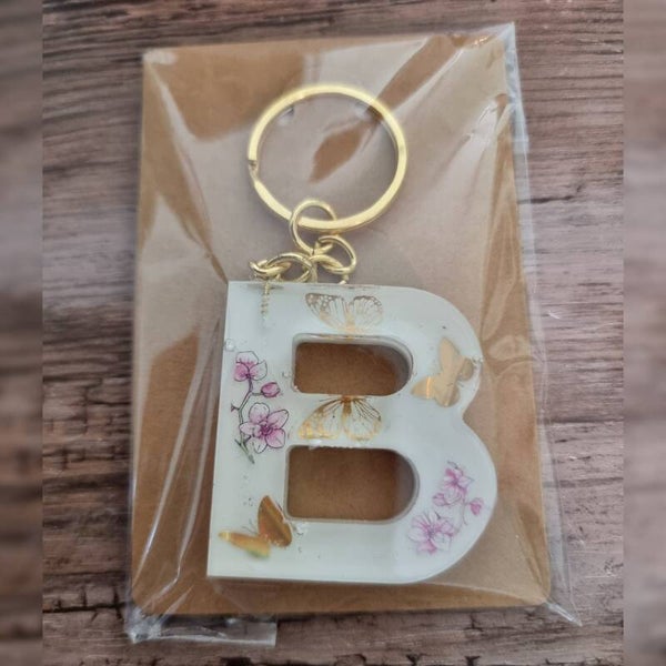 Sleutelhanger letter B, naam toevoegen mogelijk