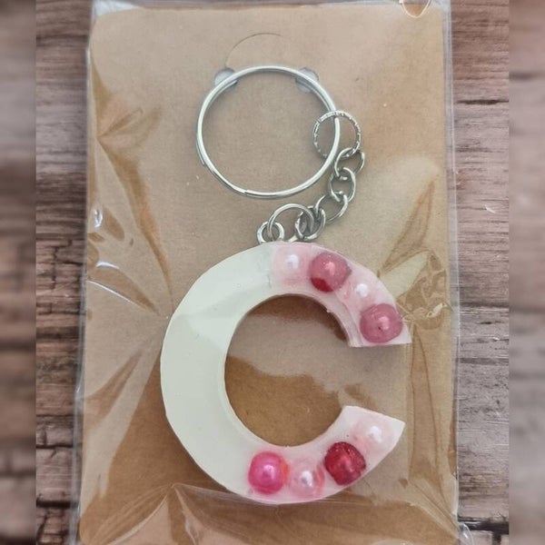 Sleutelhanger letter C, naam toevoegen mogelijk