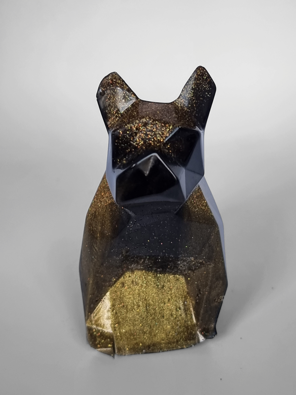 Franse bulldog geometrisch, goud holografisch