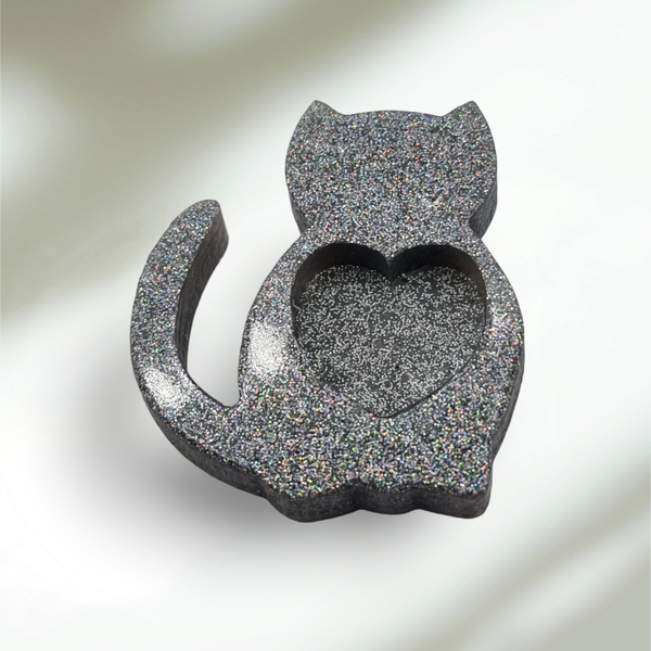 Katje met hartje, grijs met holografische glitters, nog keuze voor invulling van het hartje